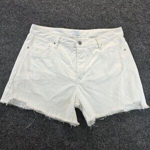 Time And Tru 4'' Jean Shorts 14 White Distressed Mid Rise Denim Streetwear